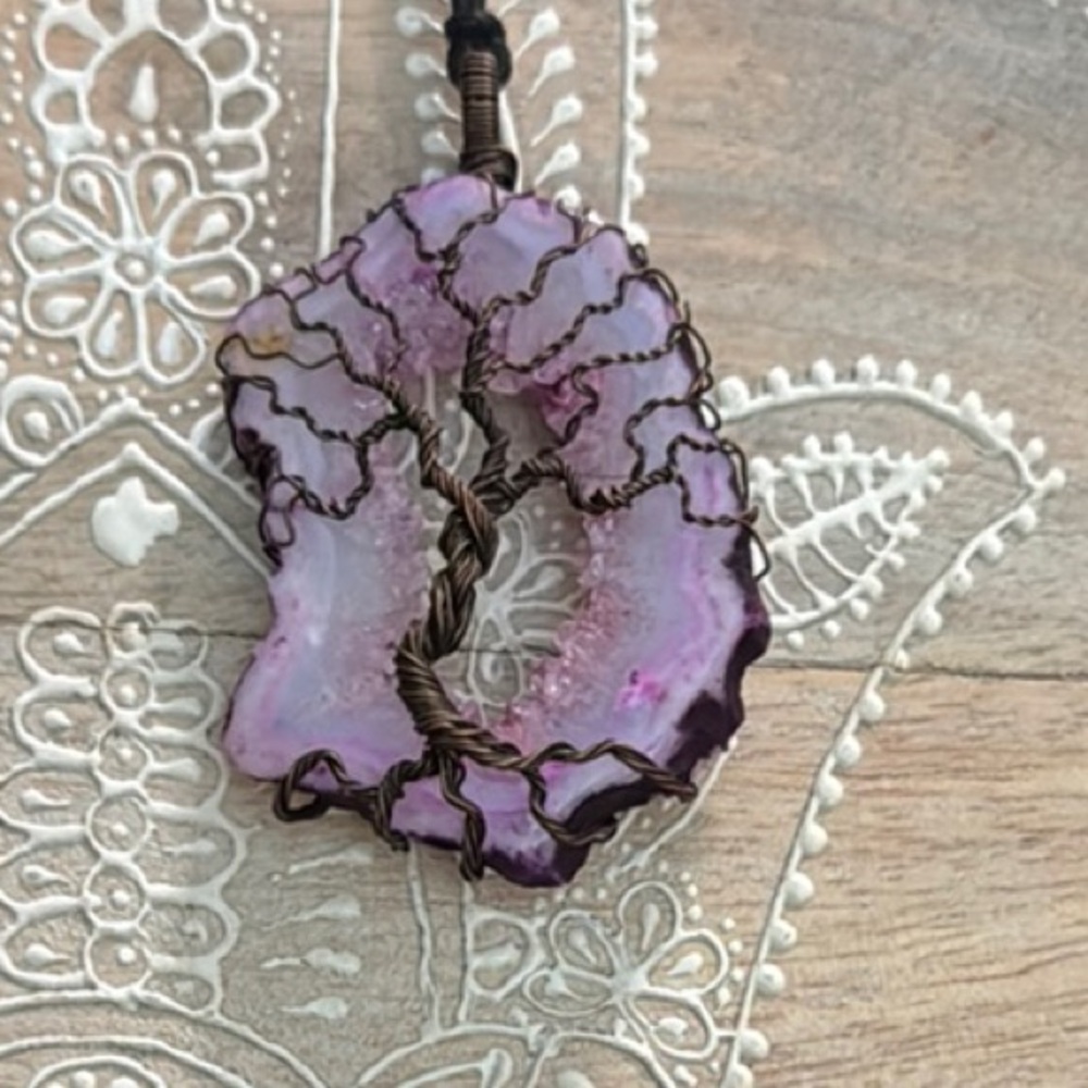 Purple Geode Pendant Necklace